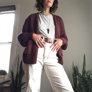 Madewell bubble sleeve cardigan in plum